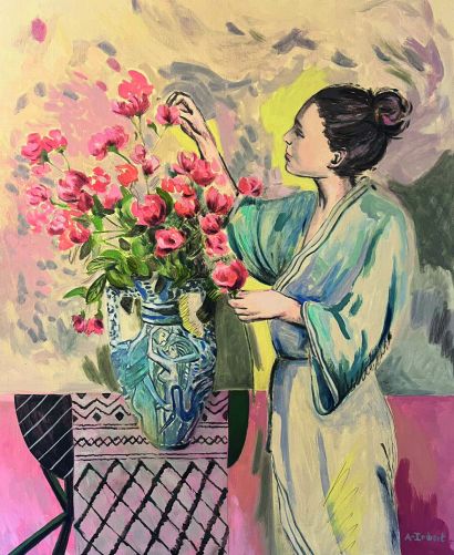 La jeune fille au héron - a Paint Artowrk by Alexandre Imbert